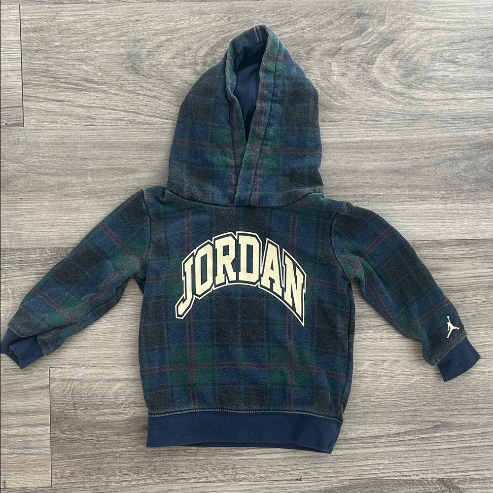 Jordan Kids Hoodie - Navy and Green Plaid